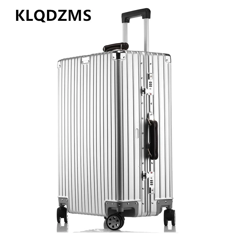 

KLQDZMS Men's Suitcase Full Aluminum Magnesium Alloy Boarding Box 20"24"26"29"30 Inch Large Capacity Trolley Case Luggage