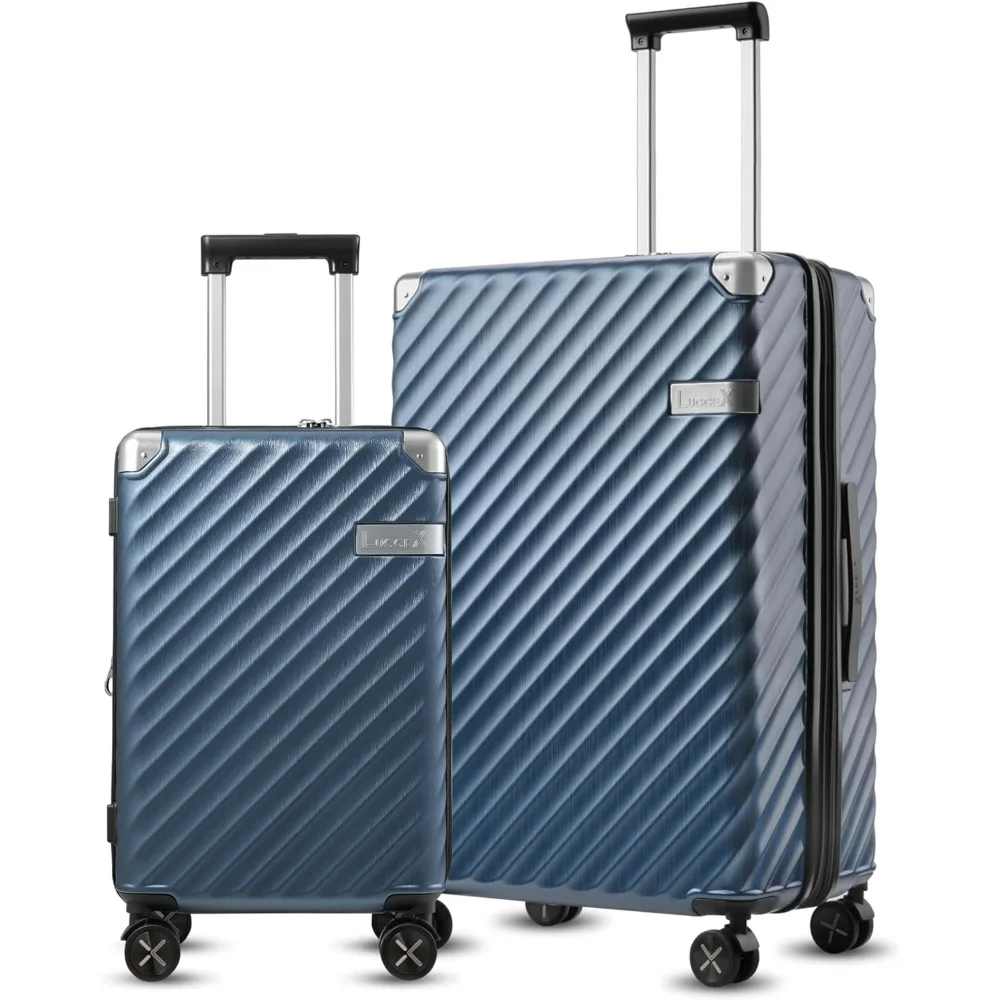 

LUGGEX Luggage with Spinner Wheels, Polycarbonate Expandable Hard Shell Suitcase, 2 Piece Set, Blue