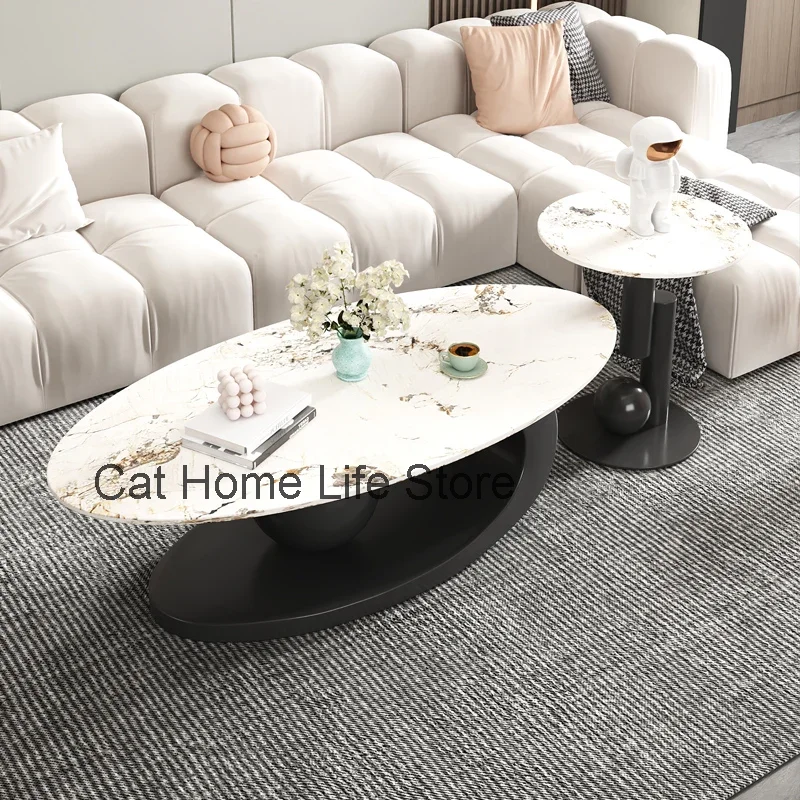 Aesthetic Oval Clear Coffee Tables Modern Design Metal Hotel White Nordic Coffee Table Living Room Low Mesa Furniture For Home