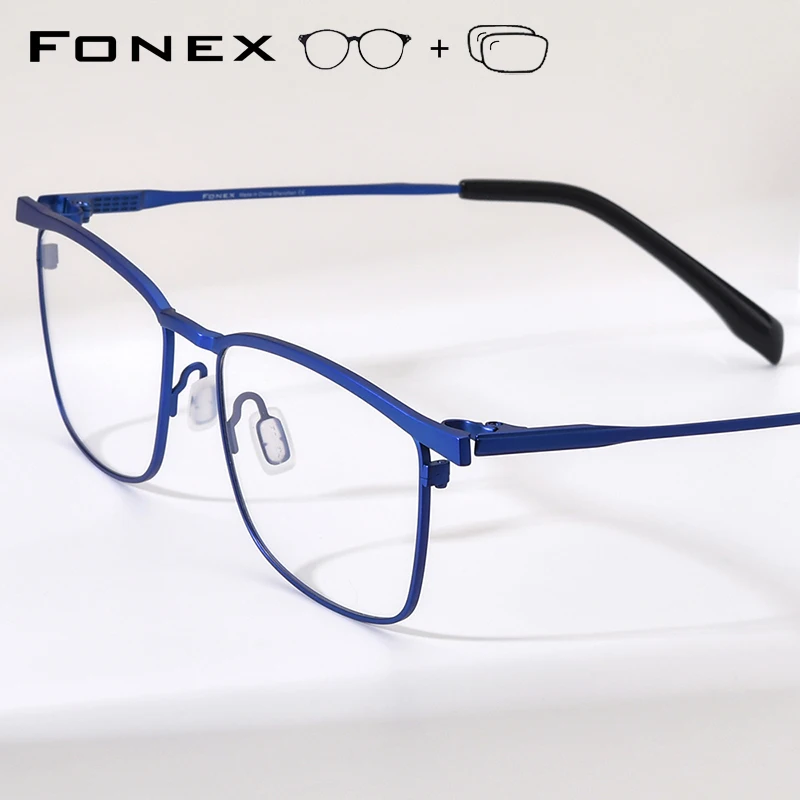 FONEX Progressive Prescription Eyeglasses Photochromic Myopia Optical Lenses Eyewear Men Square Glasses Titanium Frames