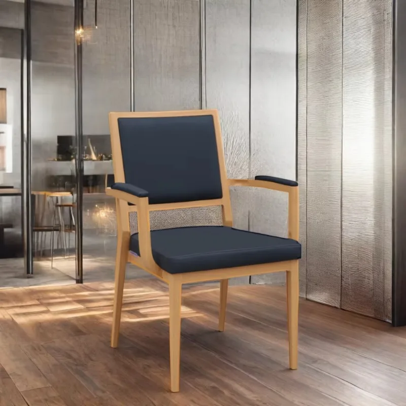 Modern Luxury Restaurant Dining Furniture Armchair Aluminium Wood Grain Armchairs