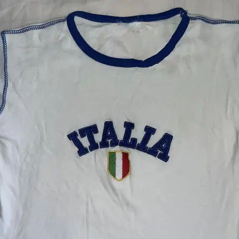 Estetisk kvinna Italiensk bokstavsbroderi Crop Top Retro Street Wear Baby T-shirt Dam Punk Sport T-shirt Y2k Kläder Emo 10 best sales Tillverkad i Italien - №9