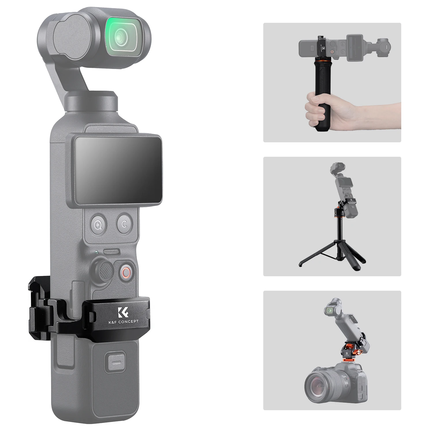 

K&F CONCEPT Expansion Adapter for DJI Osmo Pocket 4/3 Aluminum Alloy Protective Cage with Cold Shoe 1/4" Multi-function Holder