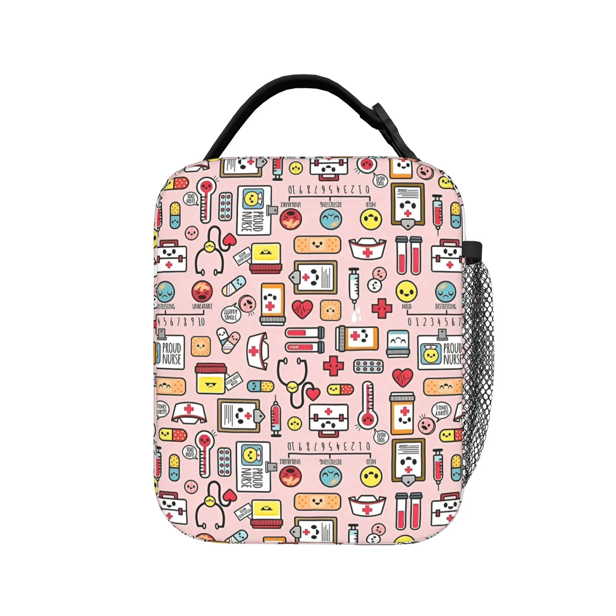 

Proud To Be a Nurse Medical Lunch Bag Casual Lunch Box Travel Zipper Thermal Lunch Bags For Unisex Oxford Custom Cooler Bag