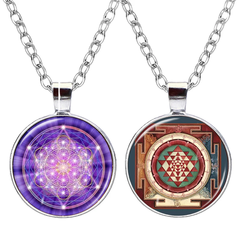 Collares geométricos de cubo de metatrón para hombres, colgante de joyería de Ángel espiritual con flor de la vida de Sri Yantra, alta calidad ﻿