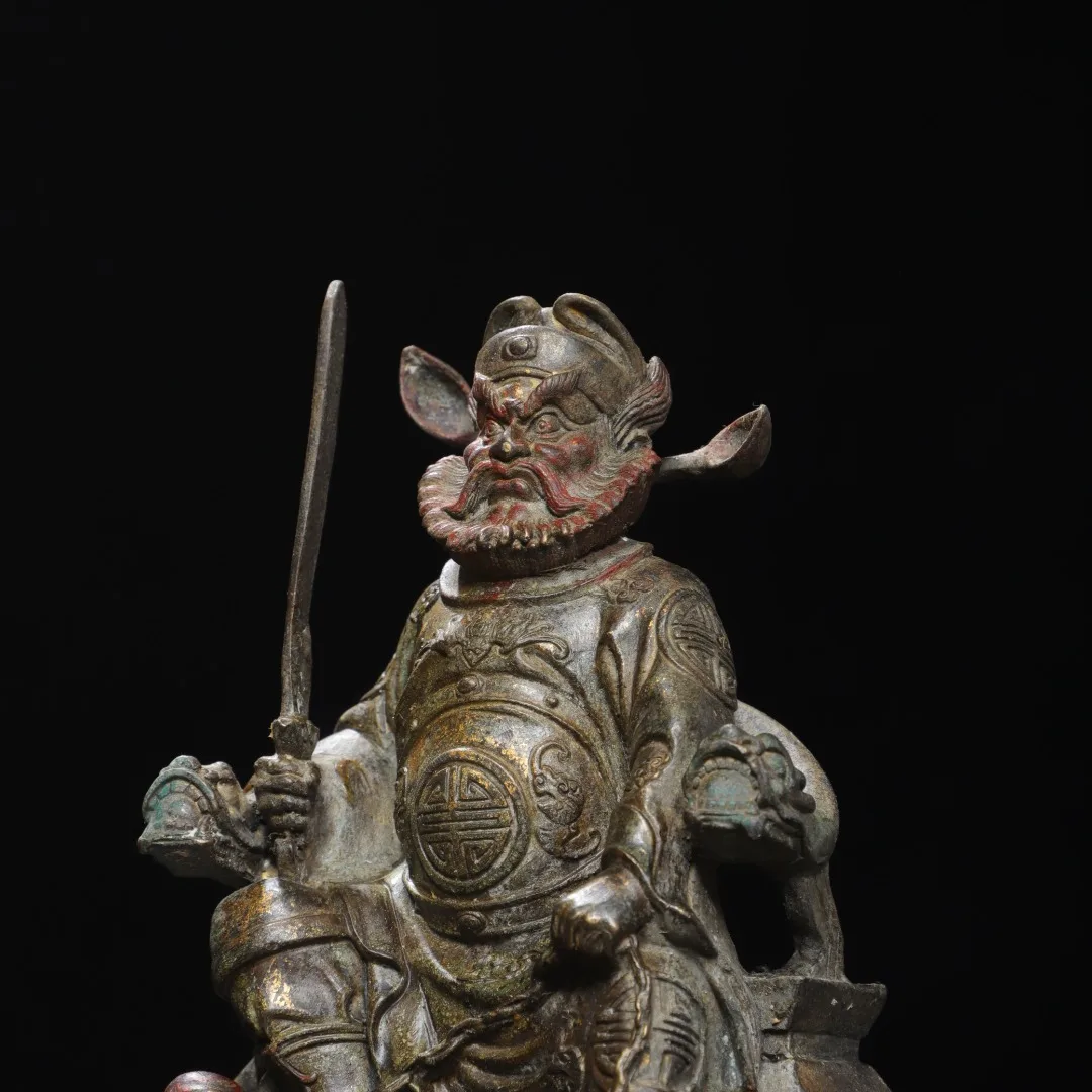 Old Bronze Cinnabar Mud gold Zhong Kui Exorcist Celestial Master Sitting statue immortal Sitting Buddha  Worship Hall Town house