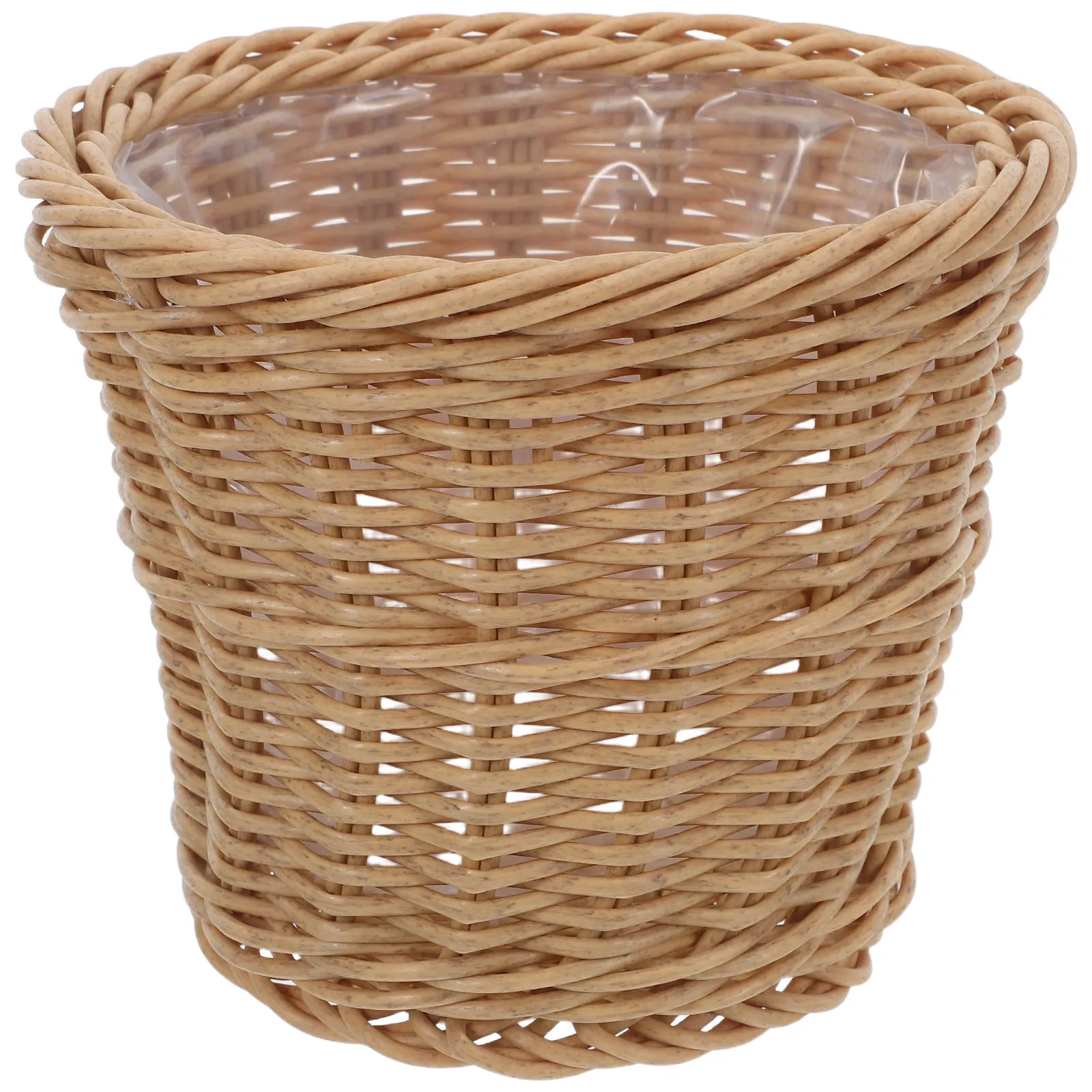Woven Flower Arrangement Basket Round Planter for Indoor Outdoor Plants Simulation Rattan Decorative Basket with Plastic Liner