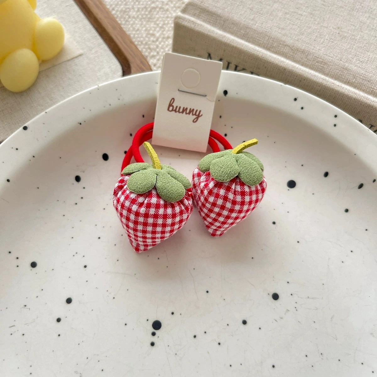 Bandas elásticas para el cabello de fresa de dibujos animados para niñas, accesorios para el cabello, soporte para cola de caballo, lazo para el cabello de algodón para niños, lindas bandas de goma