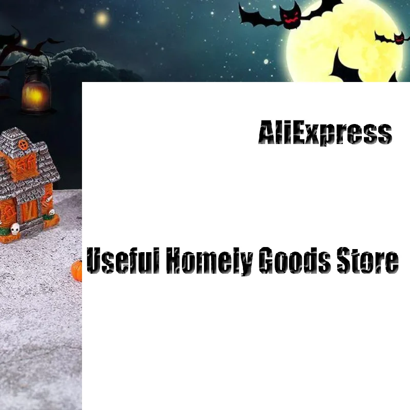 Halloween Spooky Haunted House Resin Figurine With Ghost Pumpkin Details Mini Ornament For DIY Micro Landscape Desktop Decor