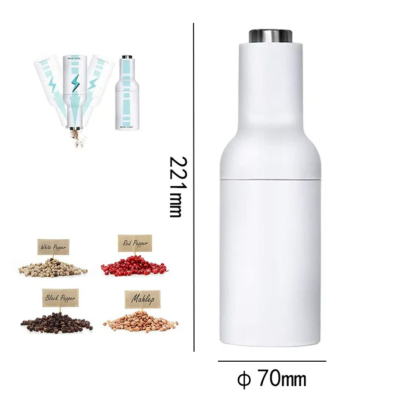 Electric Salt and Pepper Grinder Battery Automatic Spice Mill Cumin Grinder Pulverizer Kitchen Gadgets for Cooking Seasoning
