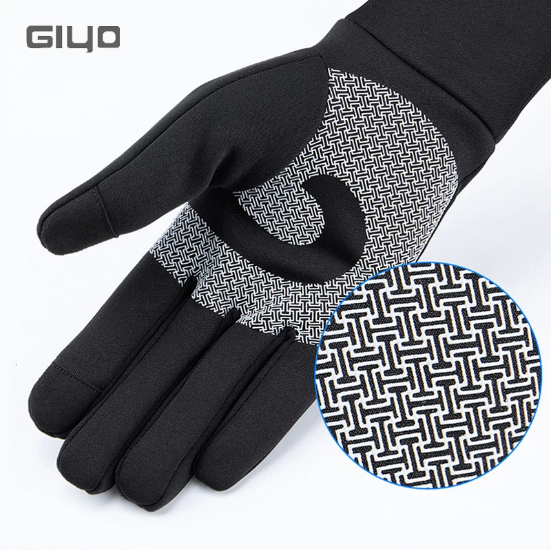 GIYO Thermal Winter Bicycle Full Finger Gloves Men Women Touch Screen Anti-slip Windproof Gloves Cycling Mittens With Key Pocket