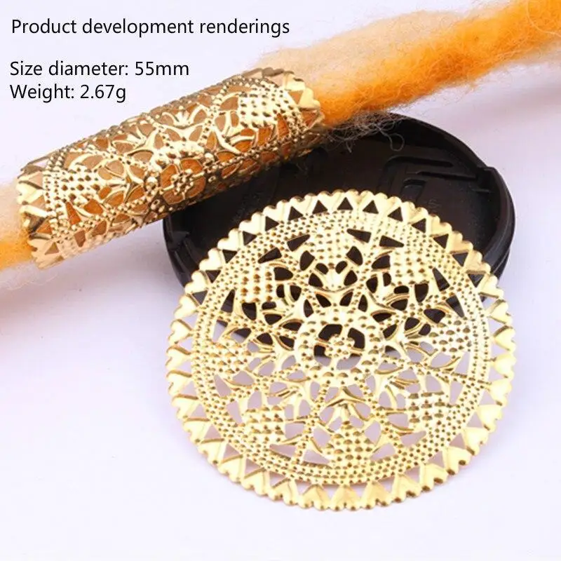 5Pcs Gold Hair Dread Braids Dreadlock Beads Adjustable Cuff Clip Round Vintage Hair Ring Fashion Styling Accessories Tools