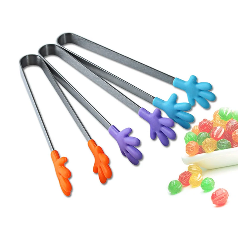 

1Pc Silicone Stainless Steel Cooking Kitchen Ice Tong Food BBQ Salad Hand Clip.