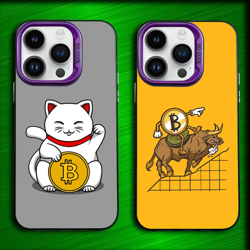 

Bitcoin Pattern Art Phone Case For iPhone 16,15,14,13,12,11,Mini,Pro,MAX Purple Matte Silicone Cover