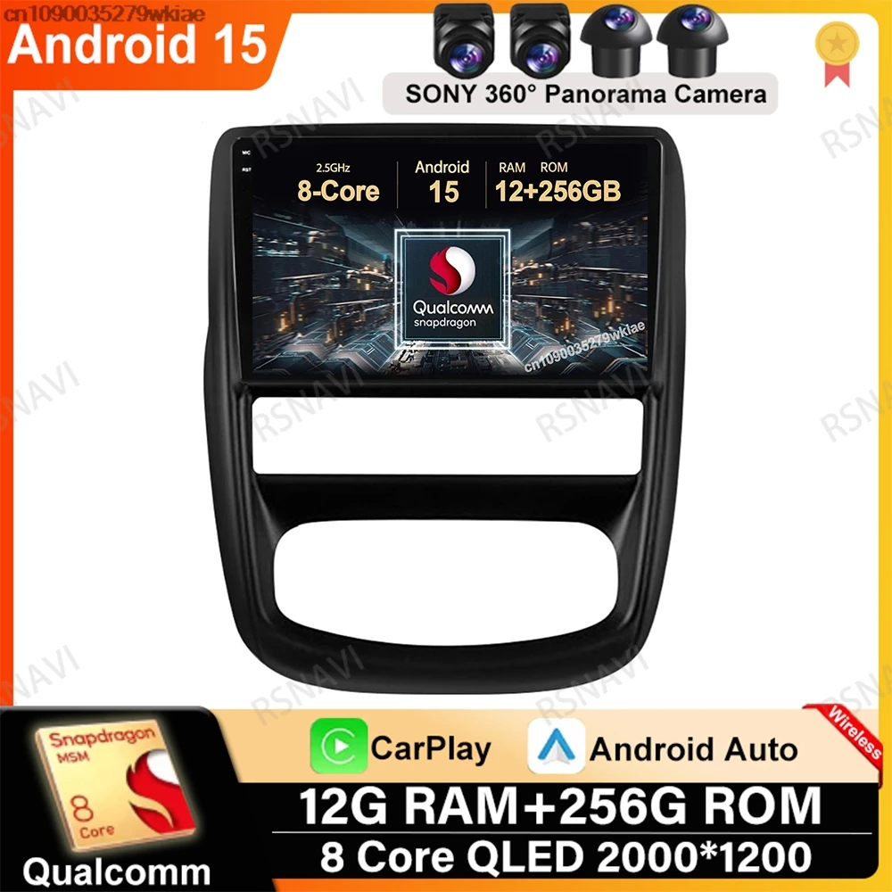 

Android 15 For Renault Duster 1 2010-2015 for Nissan Terrano 3 2014-2022 GPS QLED Stereo Multimedia Wireless Carplay Auto DVD BT