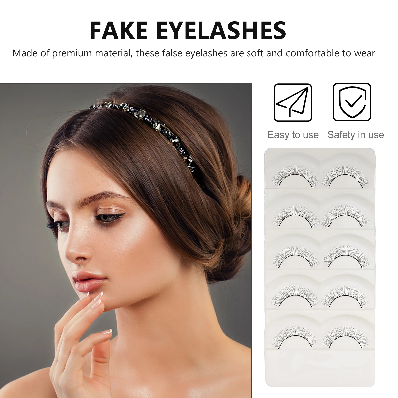 

5 Pairs Reusable Black Fiber Eyelash Strips for Practice Training Extensions Tools Mannequin Lash Grafting Teaching