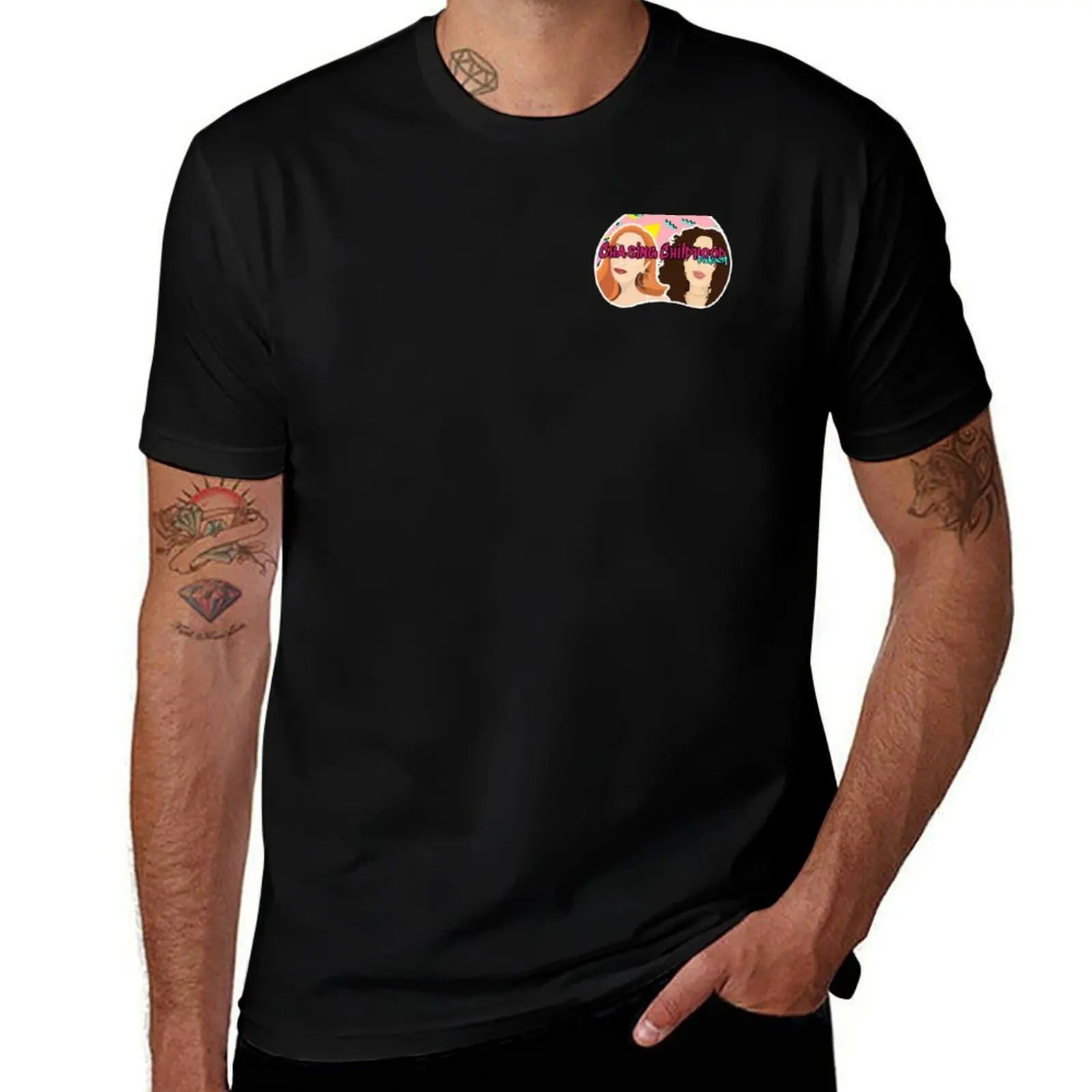 Chasing Childhood Podcast Logo Design T-Shirt Casual Breathable Short Sleeve Top T-Shirt