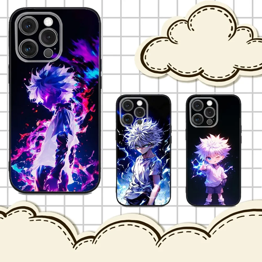 

H-Hunter K-Killua Anime Phone Case For iPhone 16e,16,15,14,13,12,11,Pro,X,XS,Max,XR,Plus,Mini Soft Black Cover