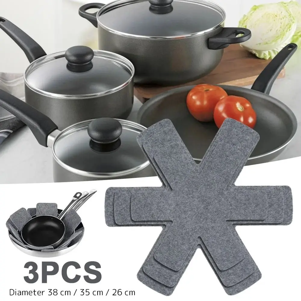 3Pcs New Non-woven Pot Pan Felt Protectors Heat Resistant 3 Sizes Pot Dividers Cookware Kitchen Tool Pans Separator Pads