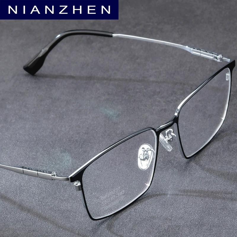 NIANZHEN Titanium Alloy Glasses Frame Men Square Brand Design Eyeglasses Ultralight High-Quality Japanese Eyewear 86037