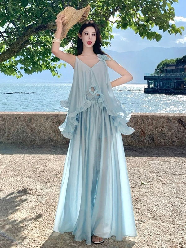 

Beachy Loose Feelings Island Sle Two-Piece Set Absolutely Beautiful Fairy Skirt Chic Summer Faion Casual Wear for Women