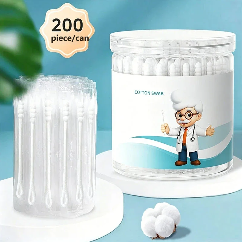 Wholesale 200 pieces/can,independent packaging, double headed cotton swabs,disposable soft cotton swabs,independent cotton swabs