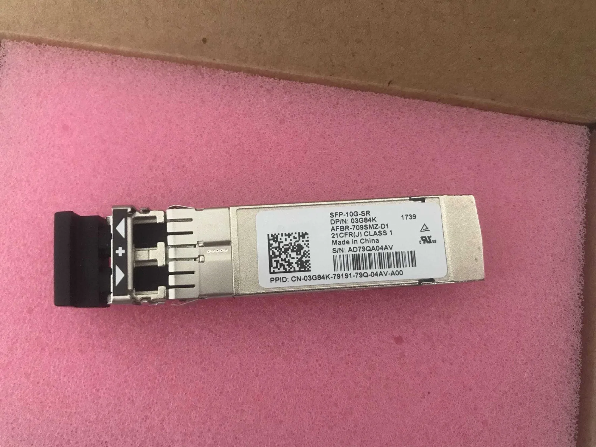 

Del-l/SFP 10G/SFP-10G-SR/03G84K/AFBR-709SMZ-D1 10Gbase-SR 300 нм м/10g сетевой адаптер переключатель/10g многомодовый волоконный модуль