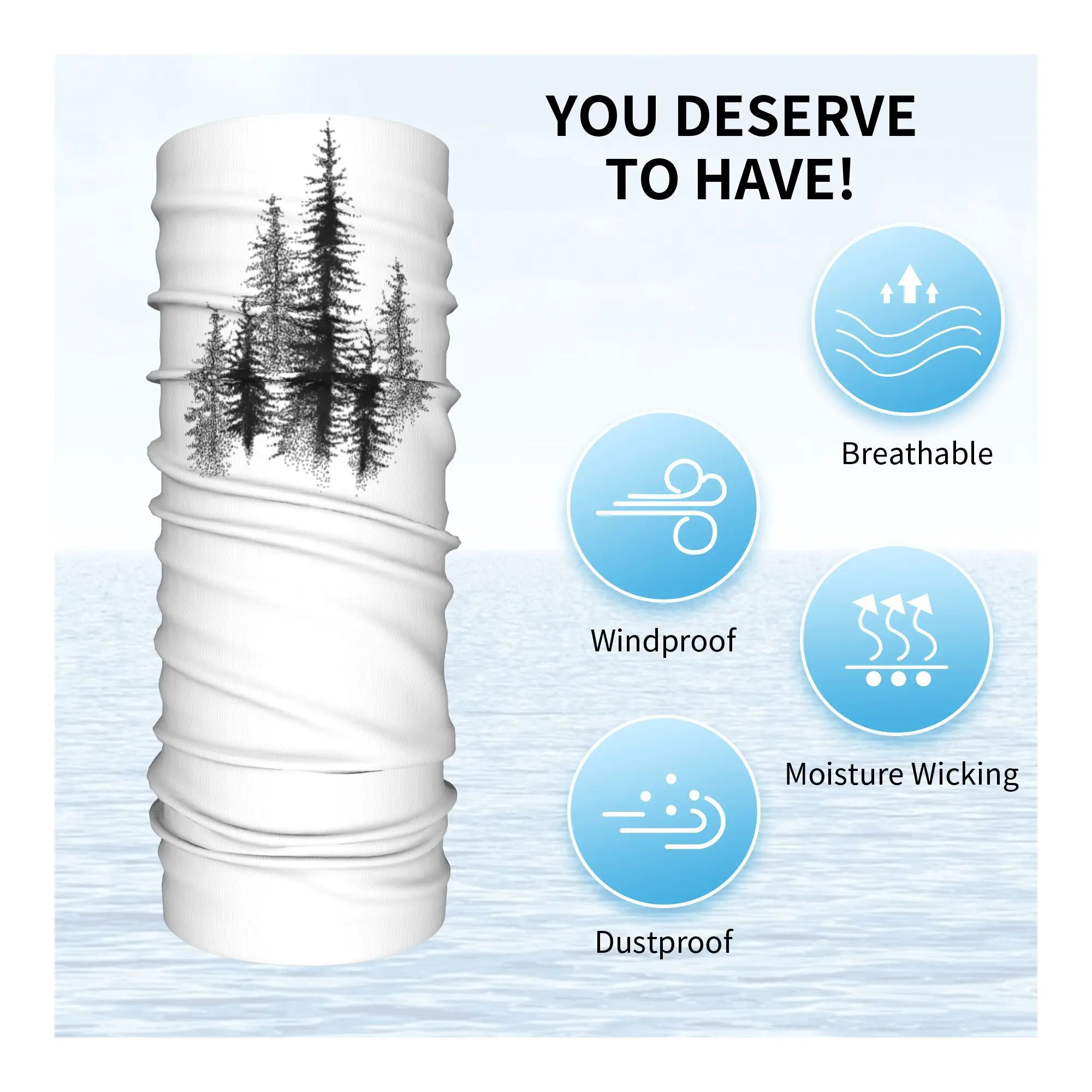 Dotwork black scandinavian forest Bandana Neck Cover Printed Wrap Scarf Warm Headwear Riding Unisex Adult Winter