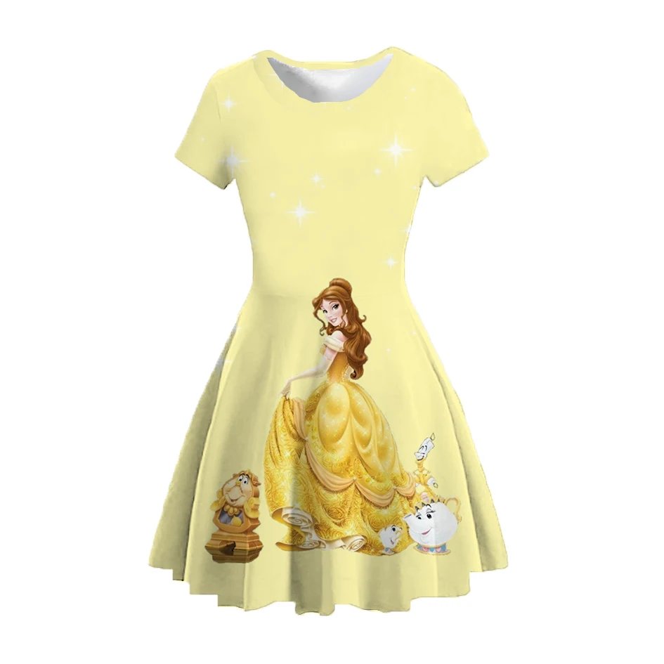 2022 New Cinderella Dresses Girls Party Cosplay Girls Costumes Rapunzel Belle Princess Printed Birthday Dresses Kids Costumes