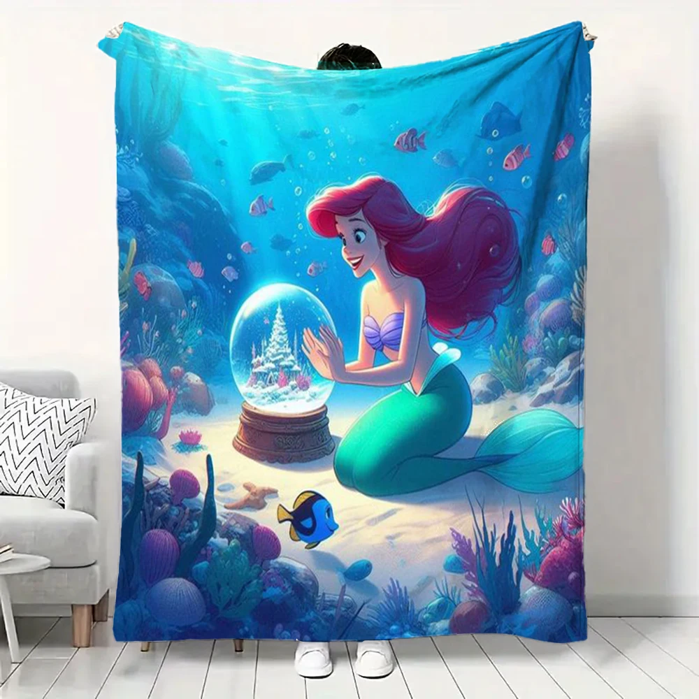 Disney Little Mermaid Thin Blanket,Children Soft Quilt Thicken Plush Nap Blanket Nap,travel,work,living Room,bedroom,Picnic,Gift