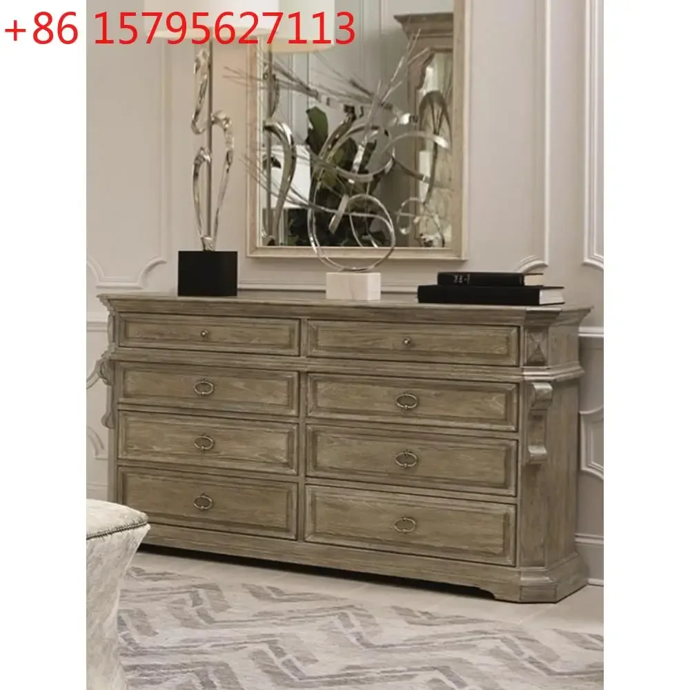 American solid wood retro bedroom five or six chest cabinets seven bucket cabinets French country living room porch drawer