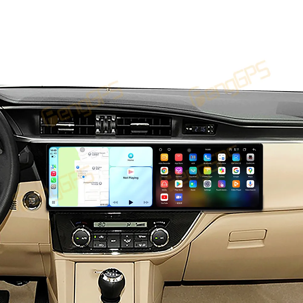 Dual Screen 10.1 Inch Android 15 CarPlay Car Radio For Toyota Corolla 2014-2016 Touch Screen Multimedia Player GPS Navigation