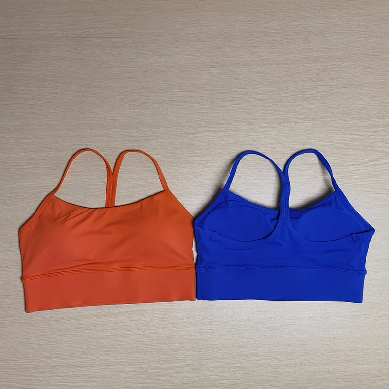 Collant Gilet da yoga Reggiseno sportivo tinta unita a forma di Y Reggiseno fitness da donna Top sportivo da palestra antiurto ad alta resistenza con imbottitura sul petto