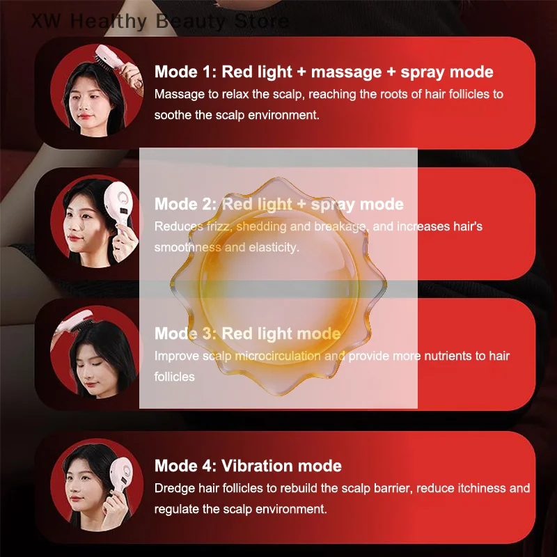 Electric Spray Massage Comb Hair Growth Vibration Head Massager Brush LED Anti Hair Loss Scalp Liquid Medicine Atomizing Comb
