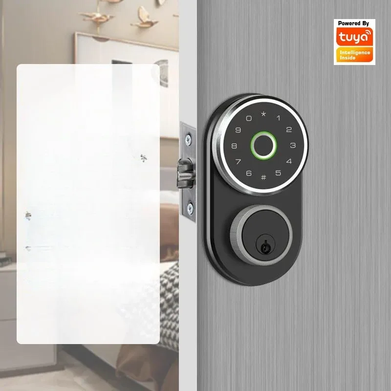 Tuya Password Deadbolt Lock Smart Door Lock Electronic Fingerprint Lock Wooden Locks