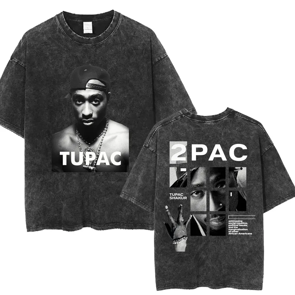 Rapper Tupac 2pac Washed T-shirts They Got Money for Wars But Can't Feed The Poor T Shirts Hip Hop Vintage Men's Cotton T Shirt