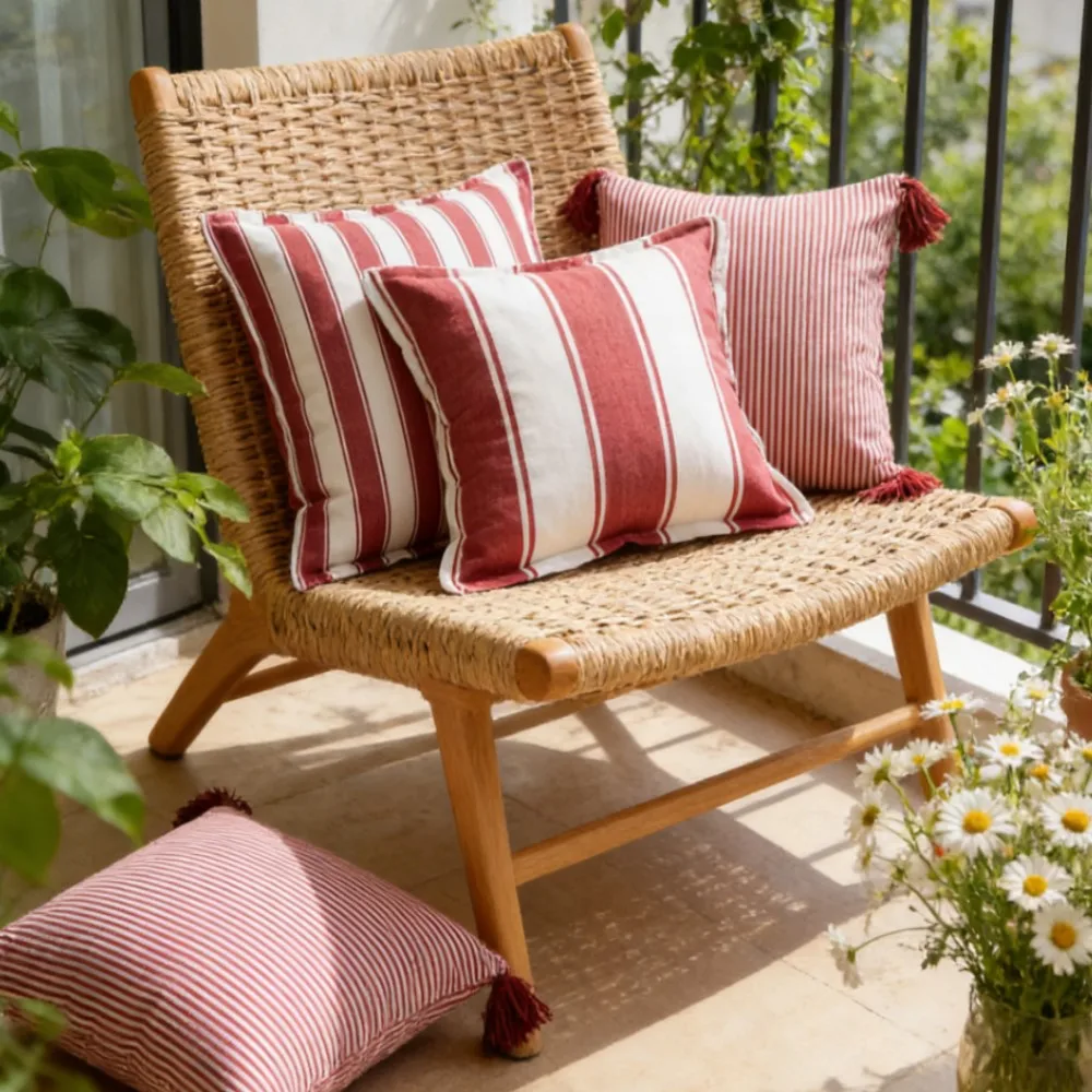 1/2pcs 45x45cm Red And White Striped Pillow Cover Farmhouse Style Outdoor Indoor Cushion Case for Couch Living Room Bedroom