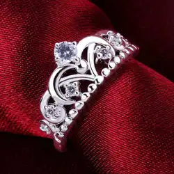 925 Sterling Silver fine crystal classic crown Rings For Women Fashion Party Holiday gift student luxury Charm wedding Jewelry