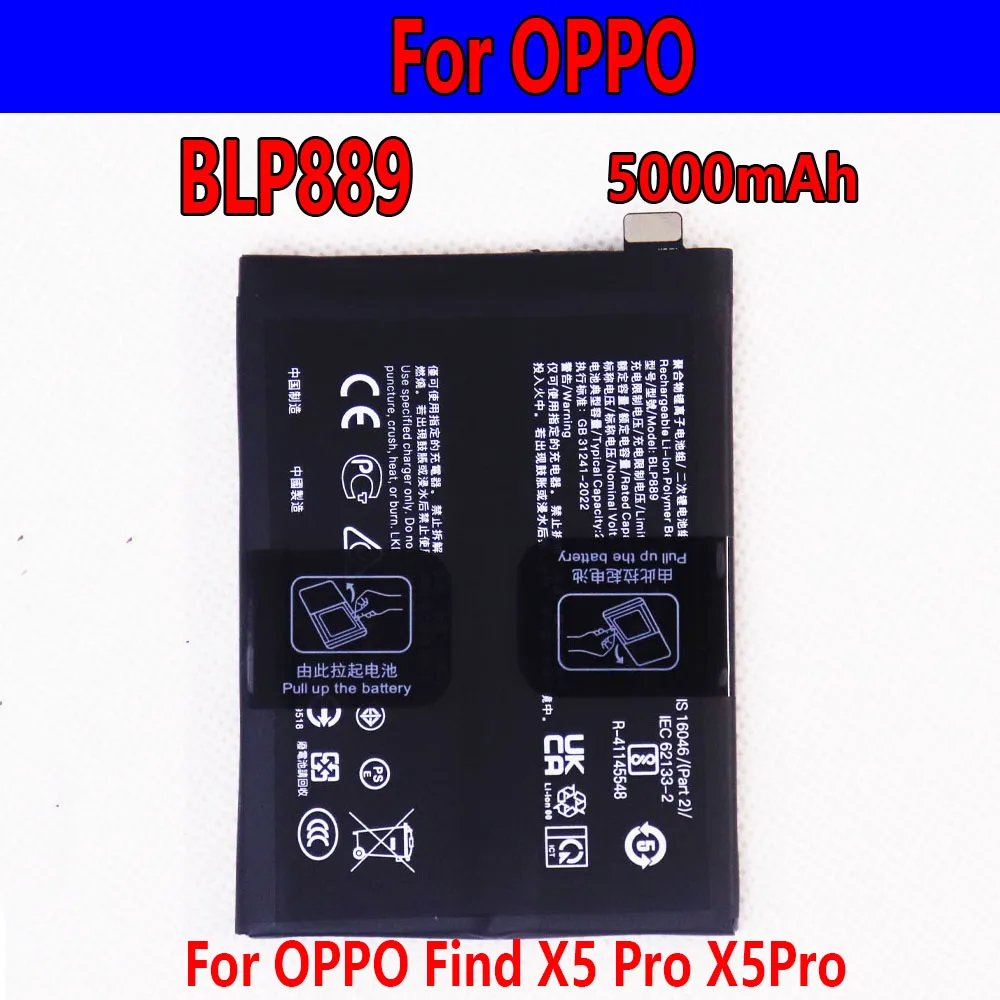 

2025 год, хит продаж, 5000 мАч, 100% новый оригинальный аккумулятор BLP889 для OPPO Find X5 FindX5 Pro X5Pro, сменные аккумуляторы + инструменты
