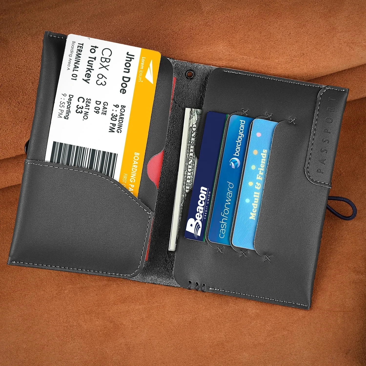 Travel Passport Wallet with Card Case Water Resist Money Clip Wallet Ticket Slot Passport Holder