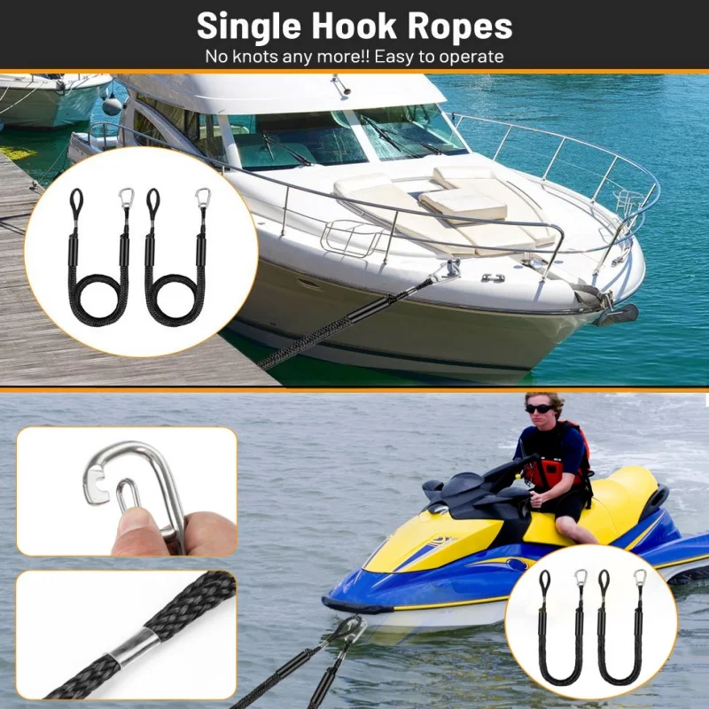Boot Bungee Dock Linien Schnüre Docking Seil Edelstahl Clip für Kajak Wasserfahrzeuge Kanu Power Boot Festmacher Zubehör