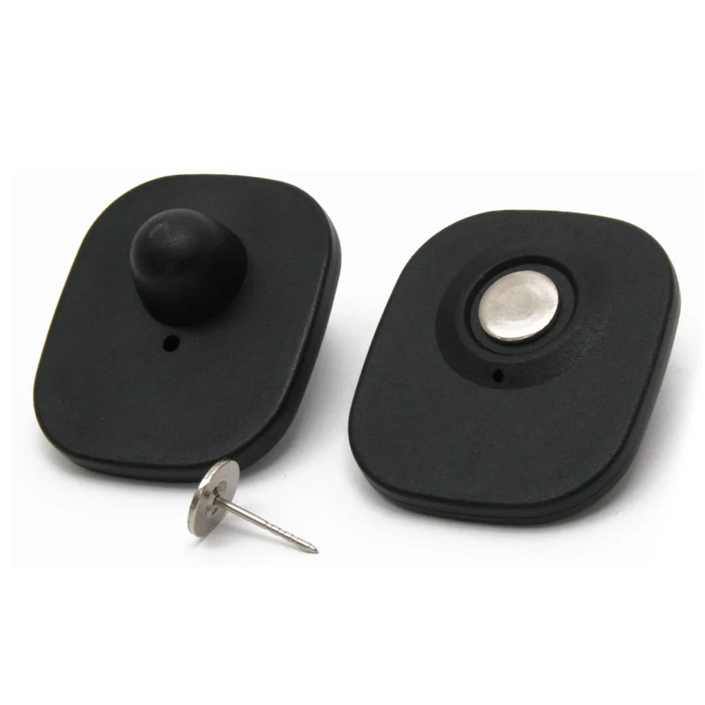 100PCS 47*42mm Checkpoint Security Compatible Rf 8.2Mhz Mini Tag Black W/Pin EAS Anti-Theft