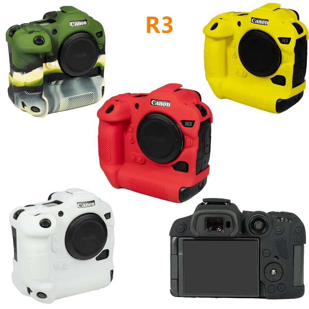 R7 R10 R3 Đầu Họa Tiết Cao Su Silicone Thân Bao Da Bảo Vệ Khung Da Dành Cho Canon EOS R3 R7 R10 Camera