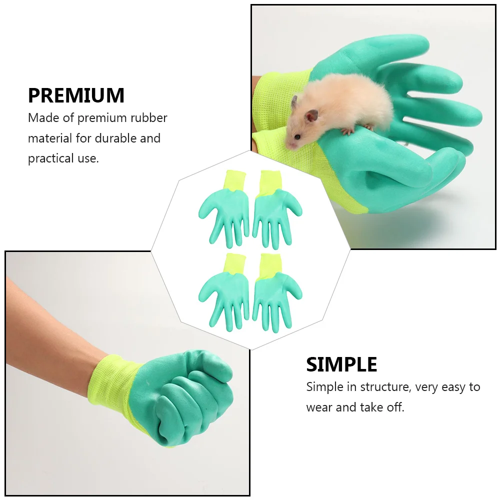 

2Pairs Protective Rubber Gloves Hamster Anti-Bite Pet Training Gloves Hand Cover for Safe Handling Pets Hand Protection Glove