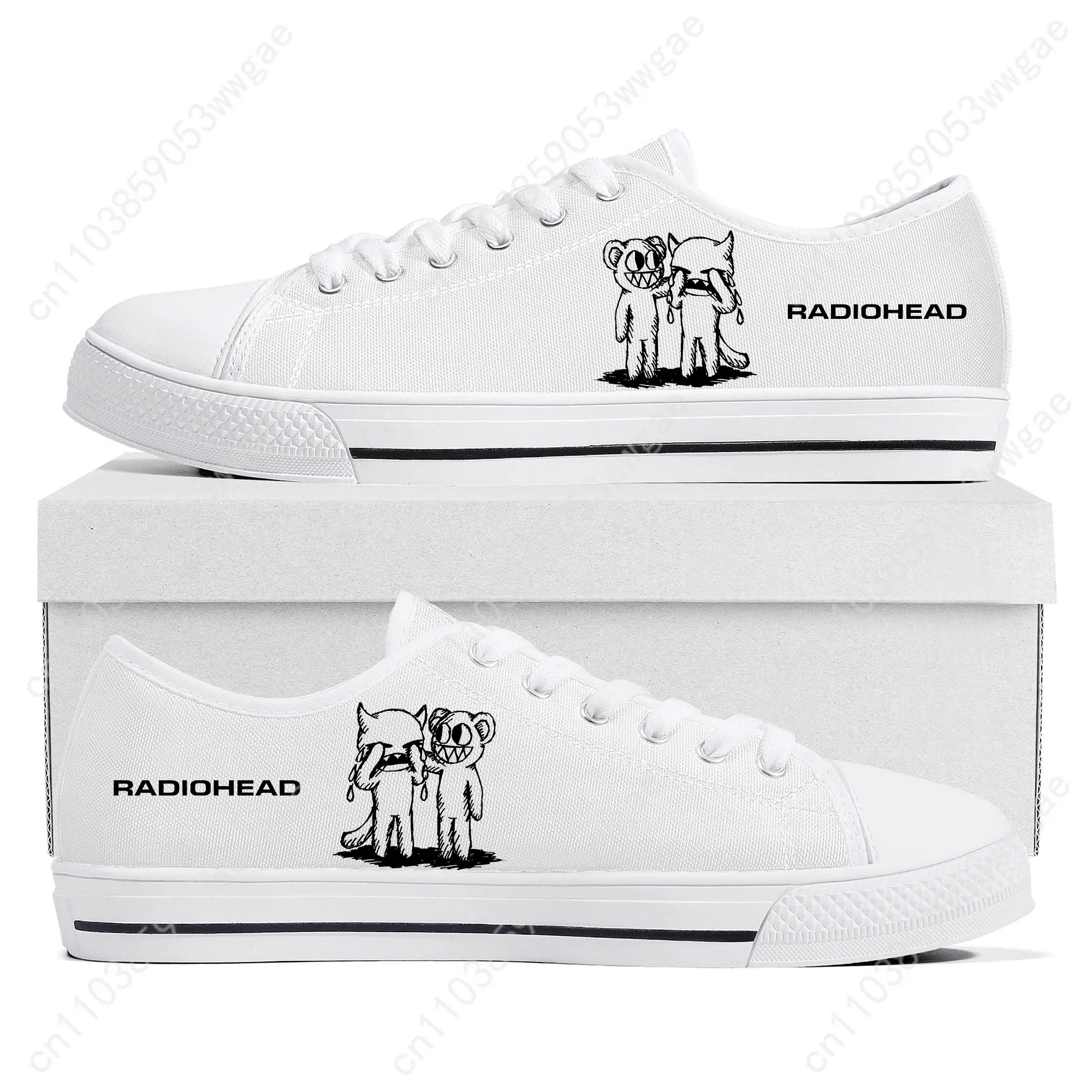 Radiohead Rock Band Low Top Sneakers Mens Womens Canvas Sneaker High Quality Casual Couple Footwear Personalized Shoes White