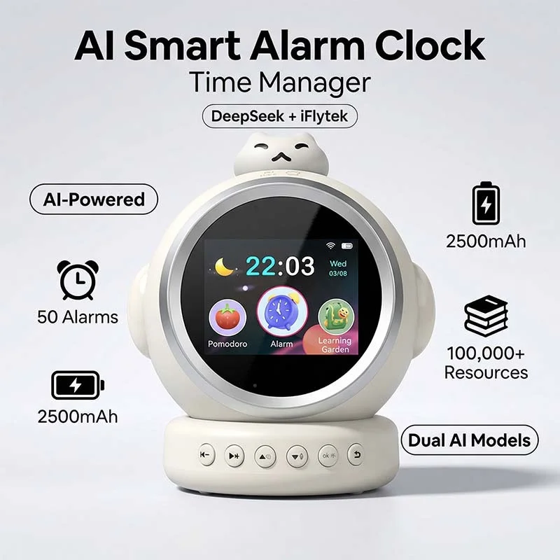 Smart AI Alarm Clock for Kids Ok to Wake Children with Sleep Training and Sound Talking Robot Toy Birthday Gift for Boy Girls