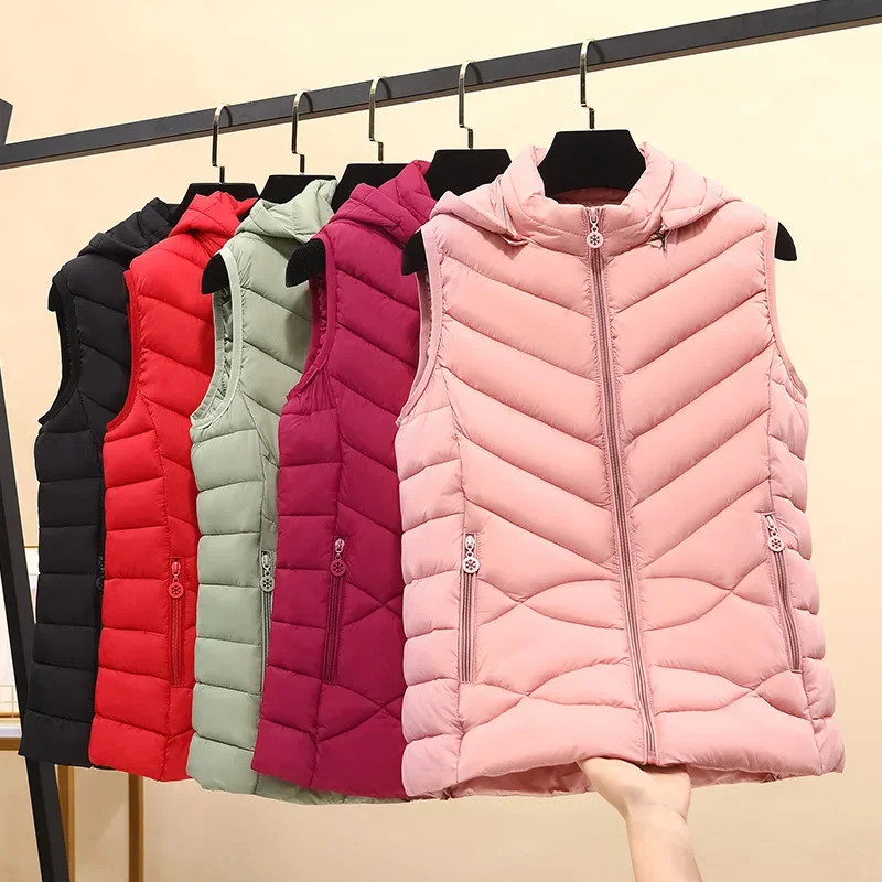 

Autumn Winter Women Cotton Padded Vests Coat Sleeveless Jacket Parka Short Jacket Female Waistcoat Warm Vest Women outerwear