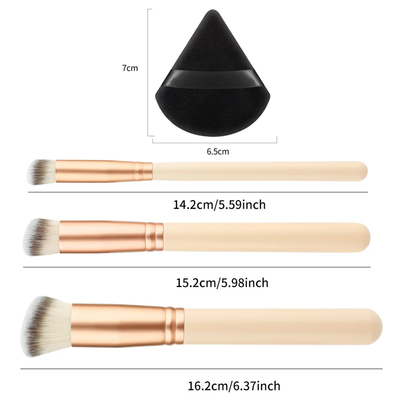 Juego de brochas de maquillaje con forma triangular, 5 uds., base, corrector, sombra de ojos, mezcla de herramientas cosméticas de belleza