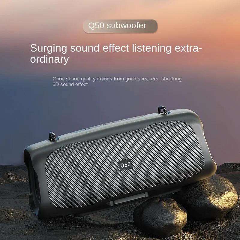 

First Glance Q50 Strap Portable Bluetooth Speaker Dual Speaker Desktop Subwoofer Plug-In Card Stereo HIFI Heavy Bass Stereo