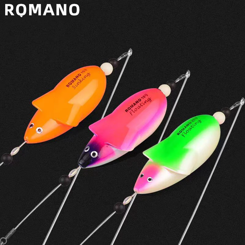 

ROMANO Sea Fishing Long Cast Trolling Water Rat Bait F20 Floating Wave Crawling Tuna Bait Fishing Gear Supplies